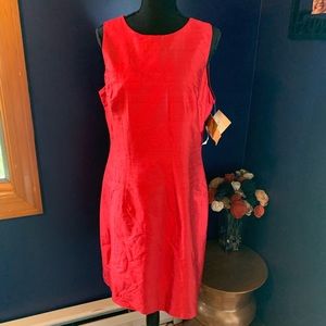 NWT Red silk sleeveless sheath dress 14